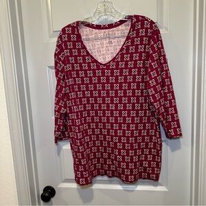 St. John’s Bay Pink/Magenta Print V Neck 3/4 Sleeve Top size 3X